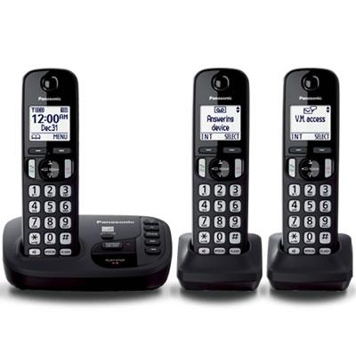 Cordless Phone with 3 Handsets, Panasonic KXTGD223B IMAGE 1