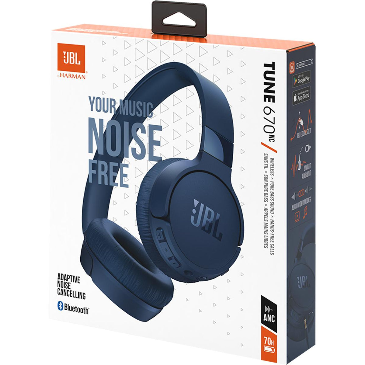 Wireless Over ear Noise Cancelling headphones. JBL Tune 670NC Blue