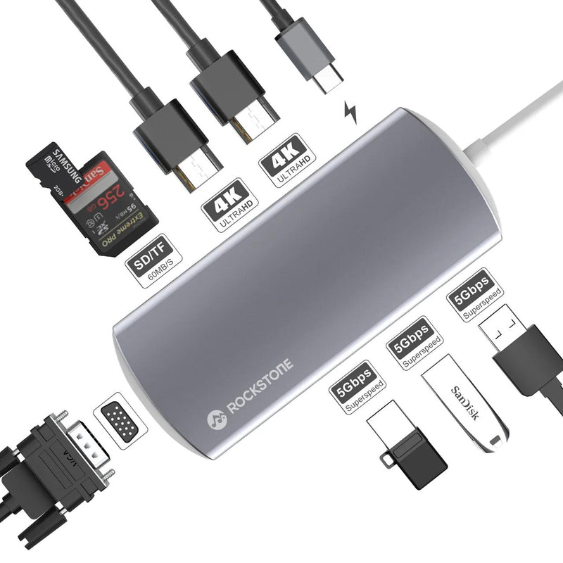 Rockstone USB-C 9-in-1 Dual HDMI Hub IMAGE 3