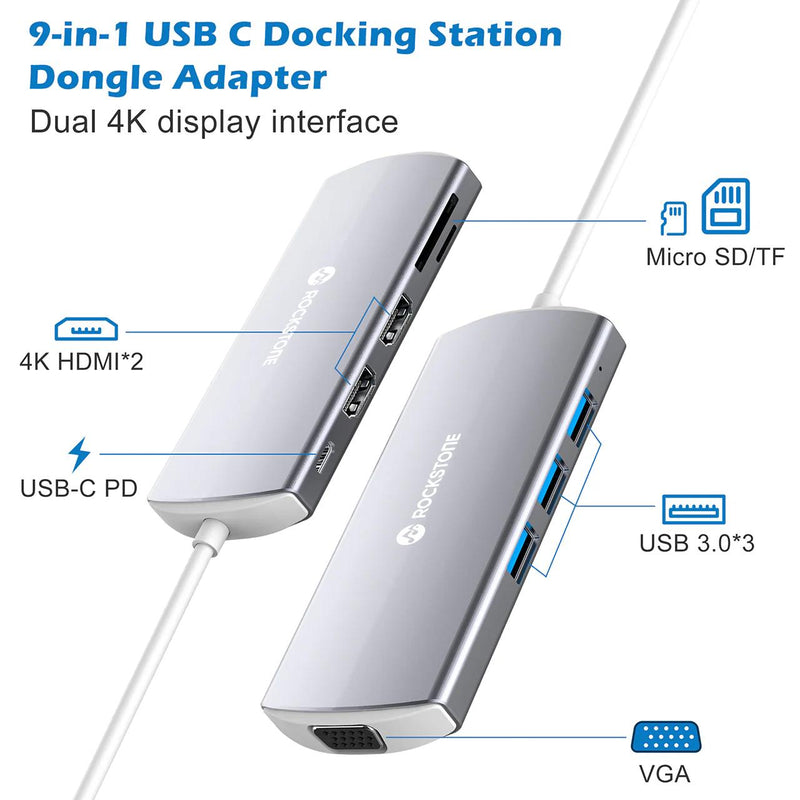 Rockstone USB-C 9-in-1 Dual HDMI Hub IMAGE 6