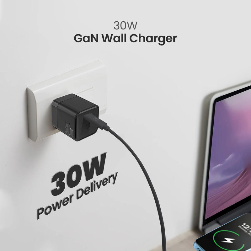 GaN 30W Wall Charger with 100W Type C to Type C Cable - Black IMAGE 3