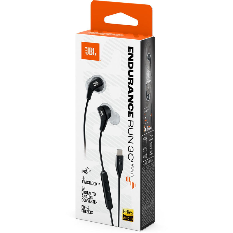 Sweatproof In-Ear Sport Headphones, USB-C, JBL Endurance RUN3C - Black IMAGE 8