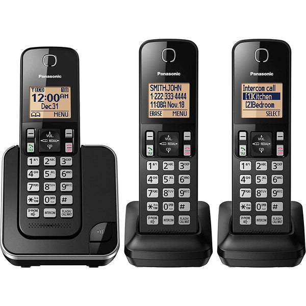 Cordless Phone with 3 Handsets, Panasonic KXTGC383B IMAGE 1