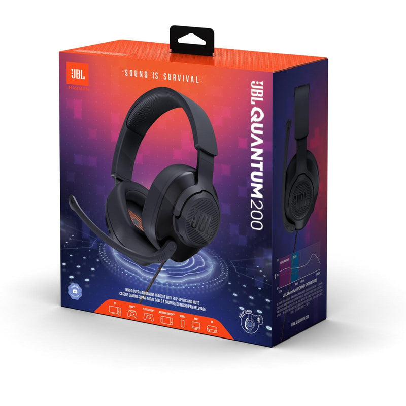 JBL Over-the-Ear Gaming Headphones with Microphone Professional gaming USB wired PC over-ear headset, JBL Quantum 200 - Black IMAGE 11