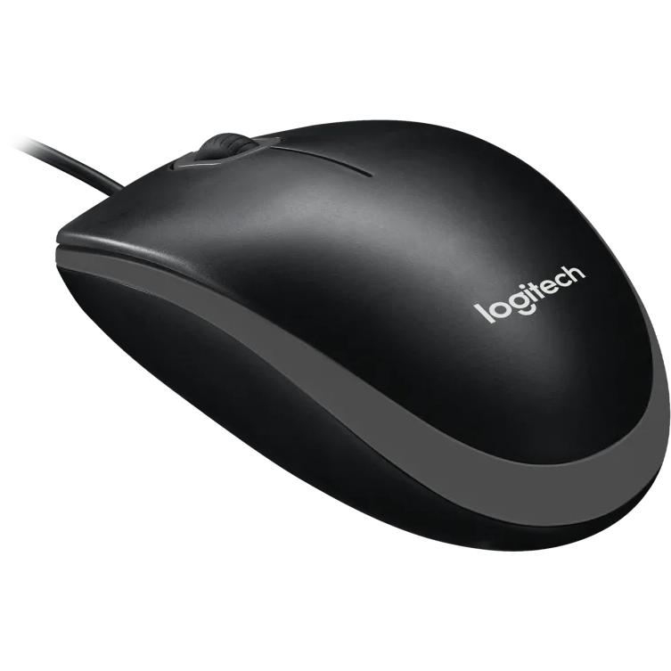 B100 Optical USB Corded Mouse, Logitech Black (910-001439) IMAGE 1