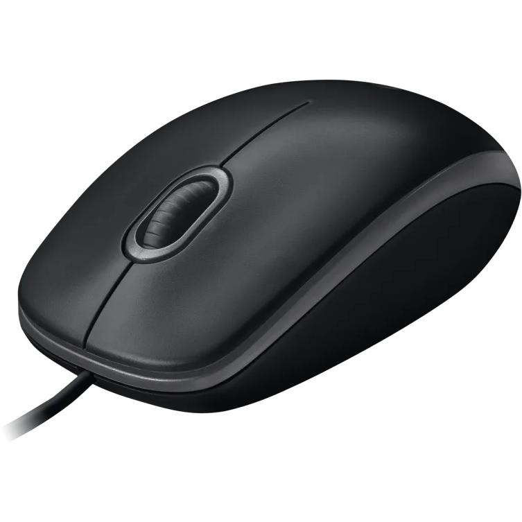 B100 Optical USB Corded Mouse, Logitech Black (910-001439) IMAGE 2