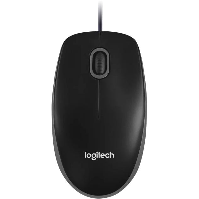 B100 Optical USB Corded Mouse, Logitech Black (910-001439) IMAGE 4